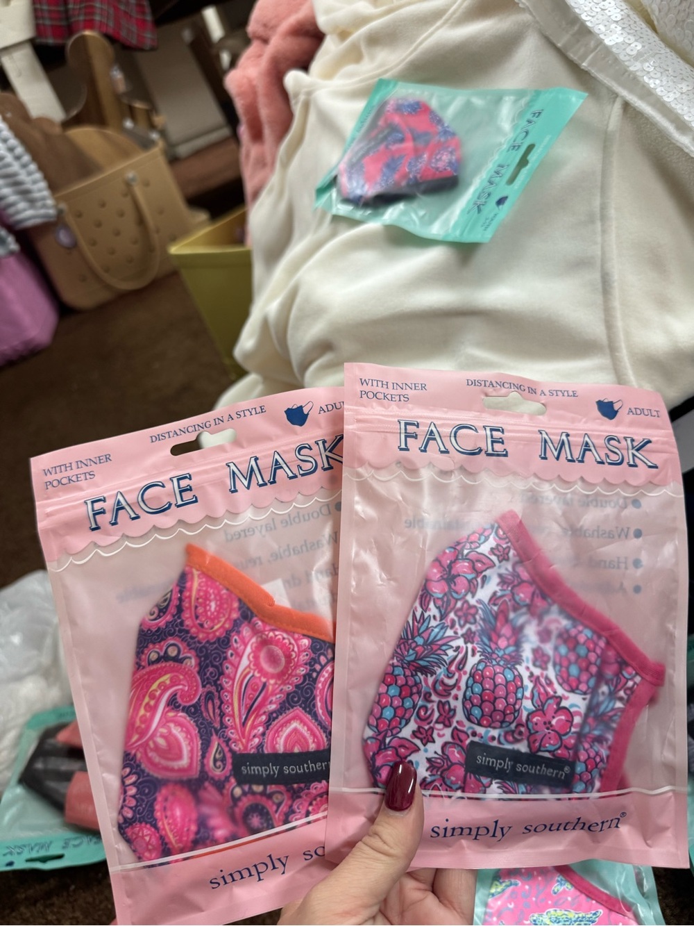 Simply Southern Kids Pink & Purple Floral Paisley Face Masks - 2 Pack